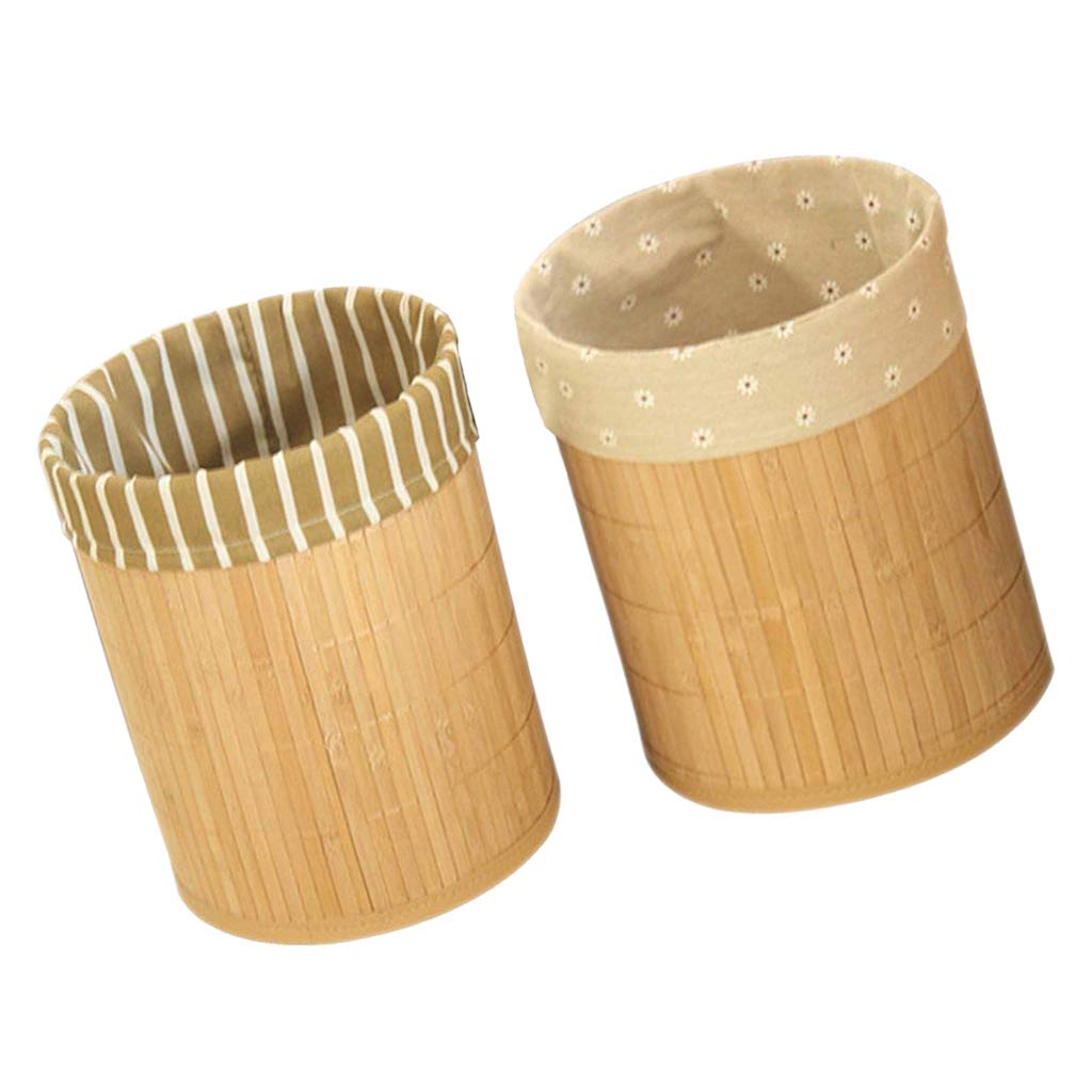 perfk Pattumiera Rotonda Pieghevole in Bambù per Bagno, Camera Letto, Ufficio in Casa, Cucina, 8.66.D x10.63.H Pollici