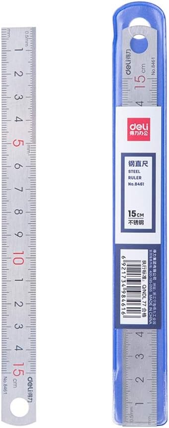 deli Metal Ruler for Students (15cm)