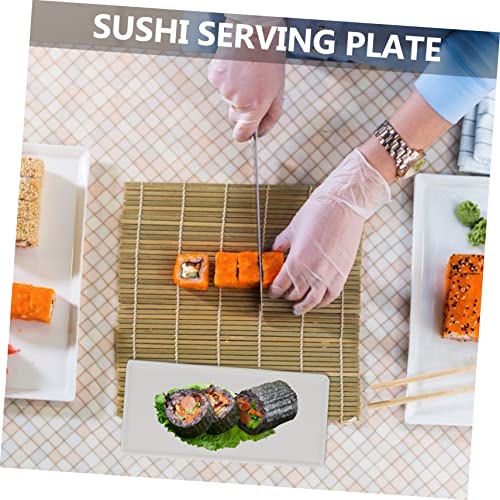 Bandeja japonesa rectangular de cerámica para sushi miniatura 2