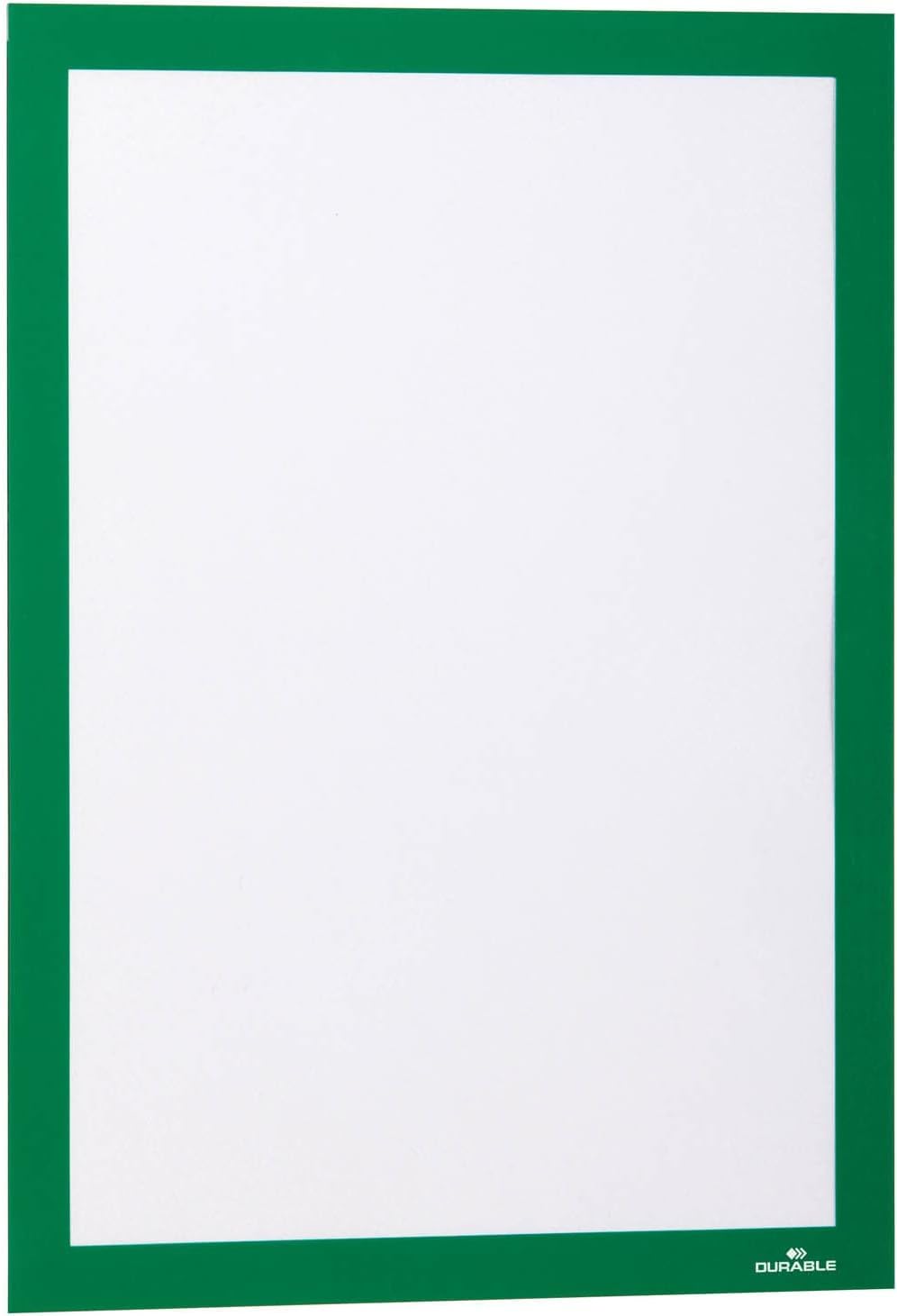 Durable DURAFRAME Self-Adhesive Magnetic Frame | A4 Format In Green | Pack of 10 Frames | Document Frame for Professional Internal Signage