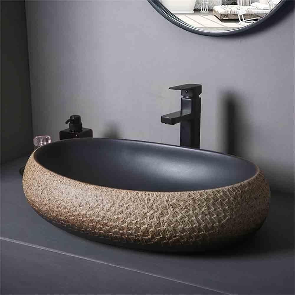 Lavabo pequeño de baño con diseño en espiral con accesorios para tocador del hogar, elegante lavabo para baños modernos