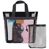 PATRICKWHITE 1 bolsa de ducha con asa, bolsa de ducha portátil, cesta de ducha de red, gran capacidad, bolsa de ducha de viaje para gimnasio, ducha, playa, con 1 bolsa de almacenamiento de red