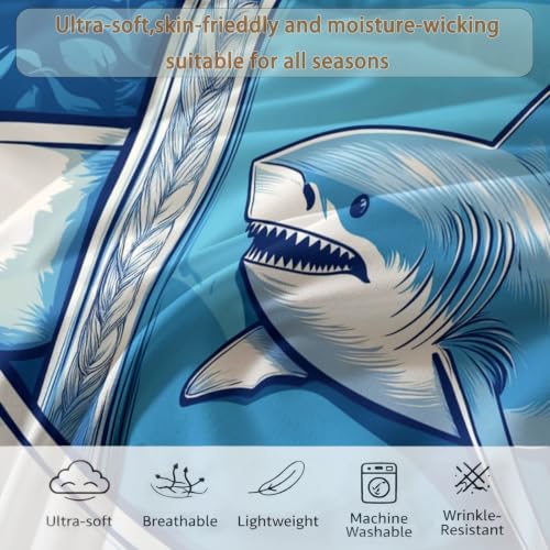 Couette imprimée requin 200x200 cm marine quatre saisons - 8
