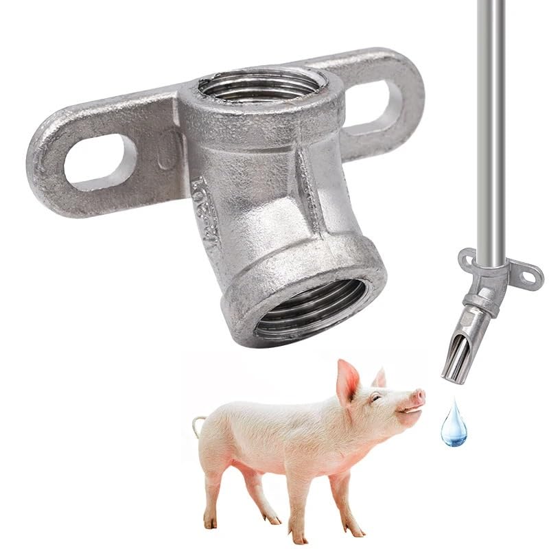 5pcs Thicken Stainless Steel Piglet Water Nipple 1/2 Inch Pig Automatic Waterer Drinker Nipple Head Farm Watering Supplies(Connector)