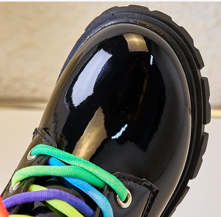 Girls Rainbow colors Ankle Boots Side Zip Comfort Non-Slip Boot Lace Up Outdoor Combat Boot(Toddler/Little Kid/Big Kid)3