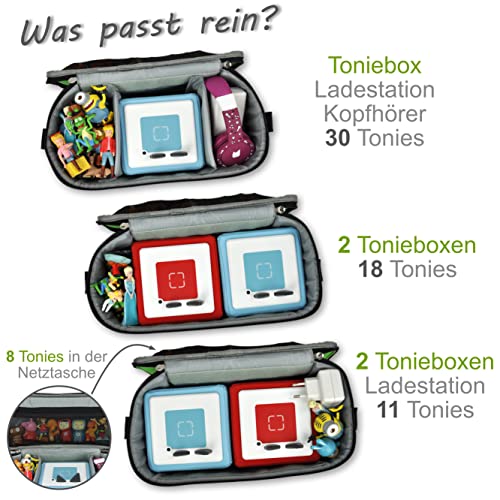 PUNALU Case for Toniebox Space for 30 Tonies, Charger and Headphones Toniebox Bag (Dinosaur Green) - Image 4