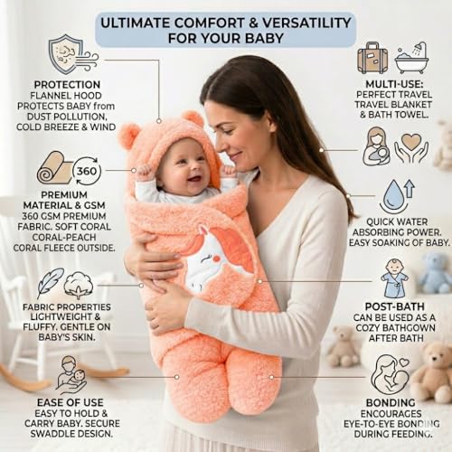 Image of BRANDONN Baby Blanket Newborn Gift Pack of Swaddle Wrapper, 0-9 Months, Length 68 cm x Width 68 cm