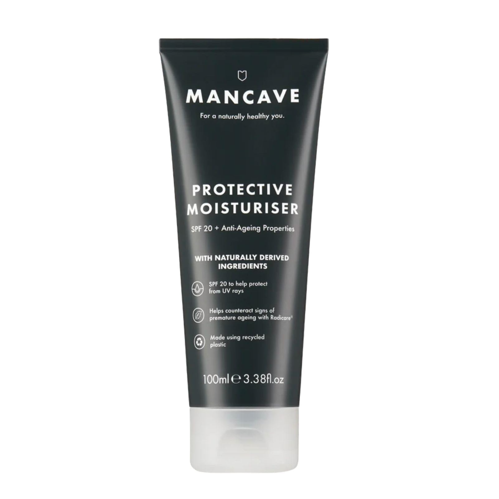 ManCave Sonnencreme Gesicht SPF 20, Gesichtscreme für Männer 100 ml, Feuchtigkeitscreme, LSF Tagescreme, Hautpflege, Feuchtigkeit, Schutz, Hautcreme, Männer, Vegan, Verpackung aus recyceltem Material