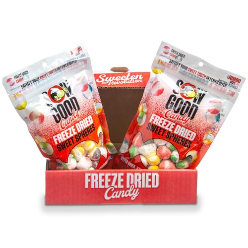 Sow Good Freeze Dried Candy Sweet Spheres 2 Pack - A Freeze Dried Candy Variety Pack of Yummy Flavors (Strawberry, Lemon, Orange, Blue Raspberry, Apple)