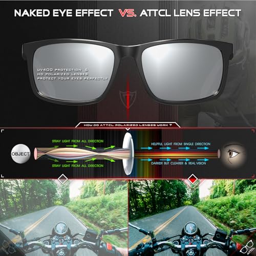 Image of ATTCL Men's Polarized Sunglasses UV400 Protection, Square TR90 Frame for Driving, Golf, and Outdoor Activities