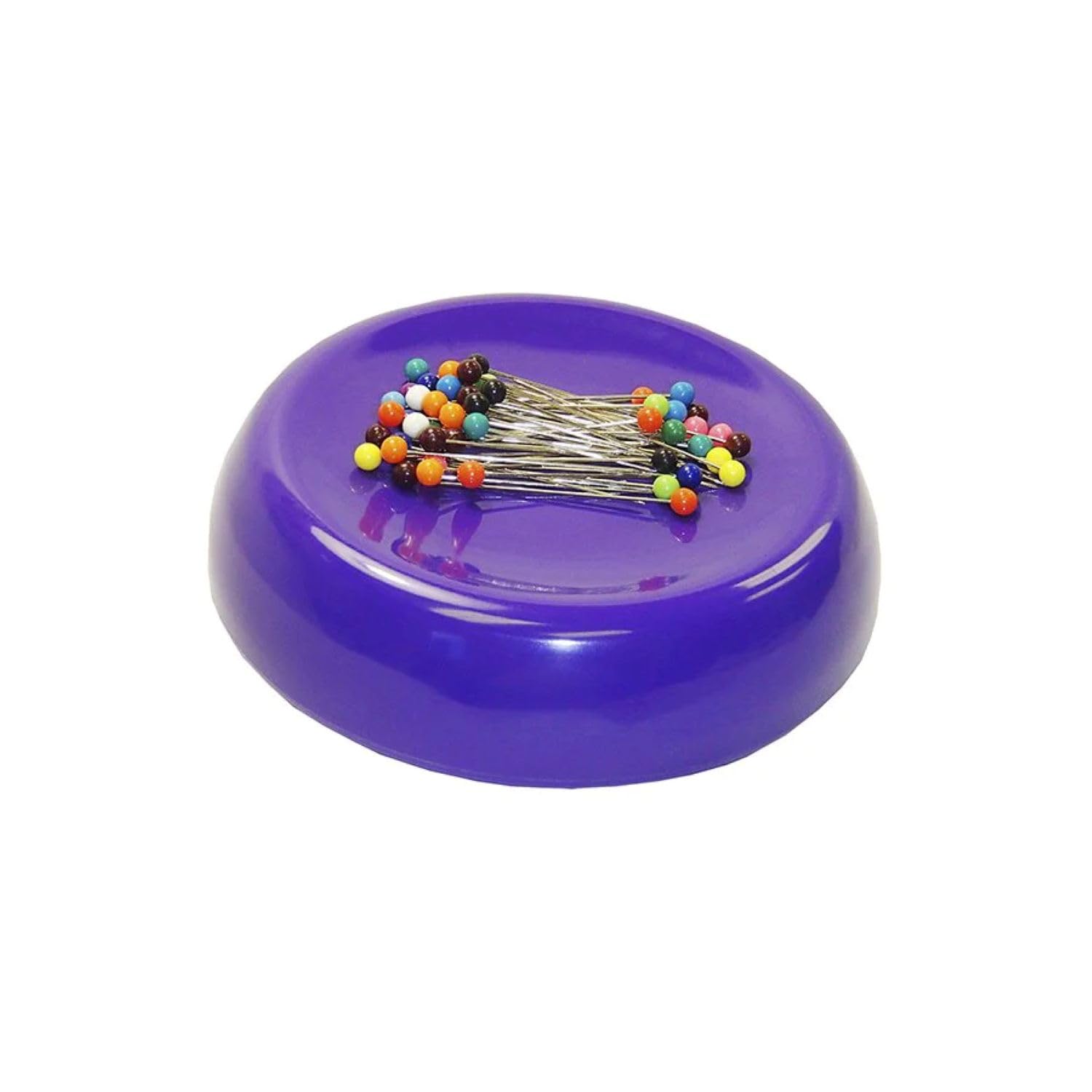 Grabbit Magnetic Sewing Pincushion with 50 Plastic Head Pins – Magnet Pin Organizer for Quilting, Embroidery, Needles, Bobby Pins, &amp; Craft Storage, Purple