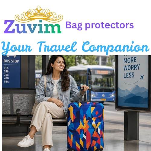 Image of Luggage Cover Trolley Covers for Suitcase Washable Dust Proof Anti-Scratch Protector Polyester Printed Stretchable Fabric (Fits Fiber /Plastic Trolley Bags Only) (Rainbow, 20 Inch)
