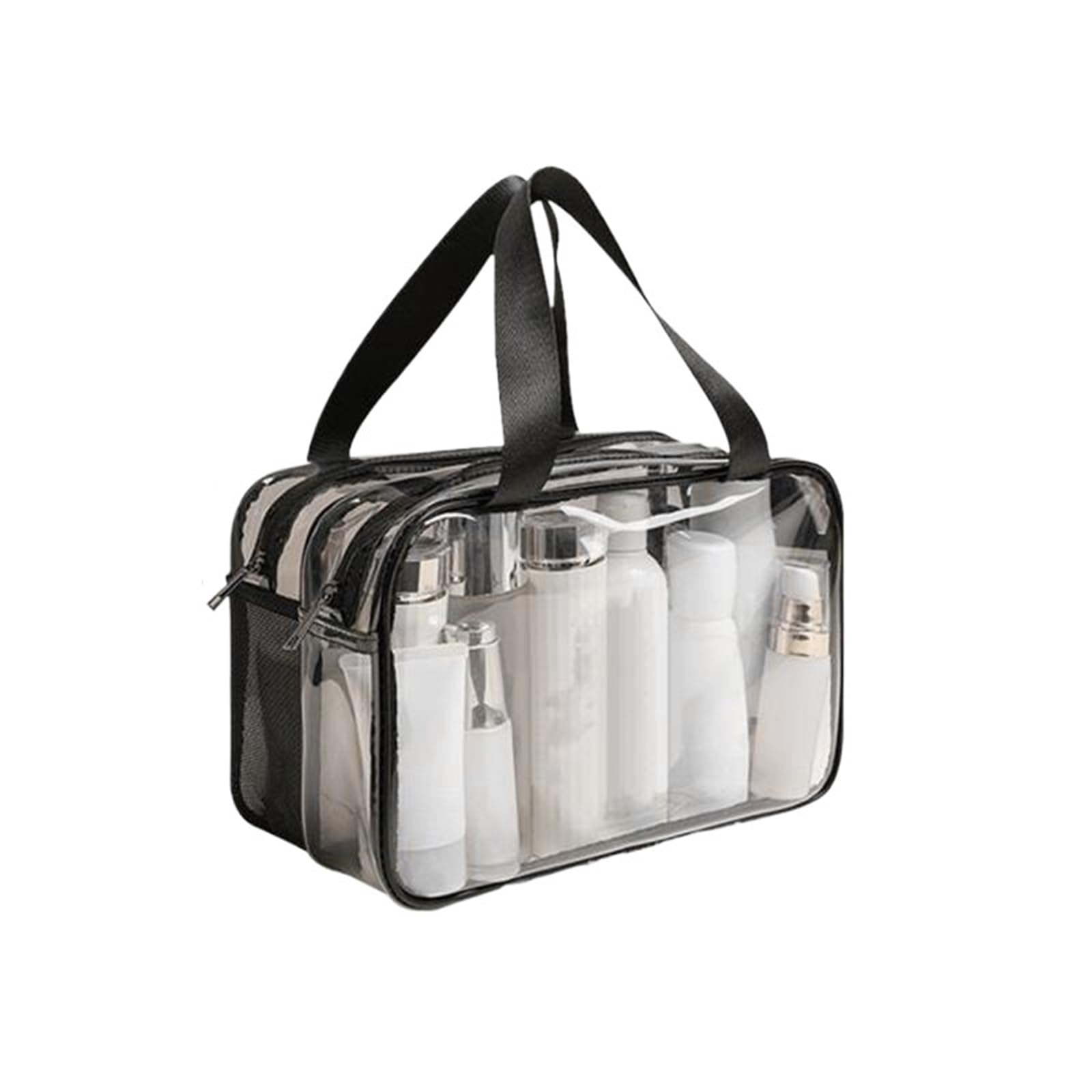 Borsa da toilette trasparente for donne e uomini, grande borsa da viaggio portatile for il trucco, borse cosmetiche 2 strati beauty case(Clear)