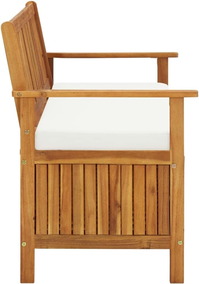 Patio Storage Bench Solid Acacia Wood 47.2"x24.8"x33.1" Outdoor Seating