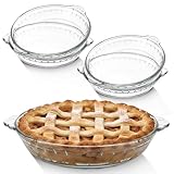 Uiifan 4 Packs 7.5 Inches Mini Glass Pie Pan for Baking Clear Pie Plate with Handles Round Glass Dish for Baking and Serving, Snacks, Salads, Desserts