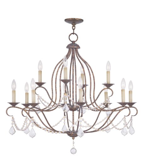 Black Friday - 60% OFF Livex Lighting 6438-71 Chesterfield 12 Light Chandelier, Hand Applied Venetian Golden Bronze