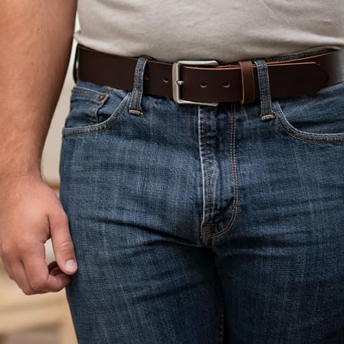 Roan Mountain Leather Belt - Brown USA Made Genuine Full Grain Leather with Certified Nickel Free Buckle2