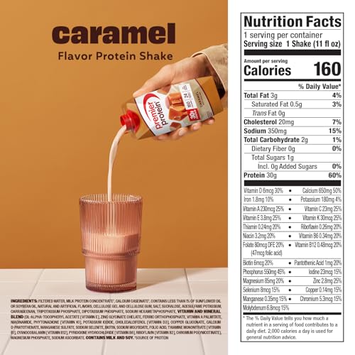 Premier Protein Shake, Caramel, 30g Protein, 11 fl oz, Pack of 12 (Packaging May Vary)