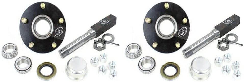 SOUTHWEST WHEEL 2-Pack Square BT8 Spindle & 5-4.5" Bolt Circle Trailer Hub