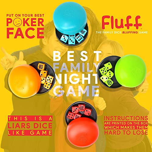 Bananagrams Fluff Rolling Dice Game - Family Game with Cups Like Liars Dice