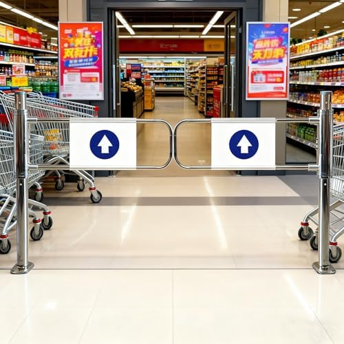 Automatic Closing Swing Gate for Pedestrian Access Control, 1-Way Metal Entrance Door, 180cm (70.8in), Safety Gate for Market Entry, Durable & Secure Design