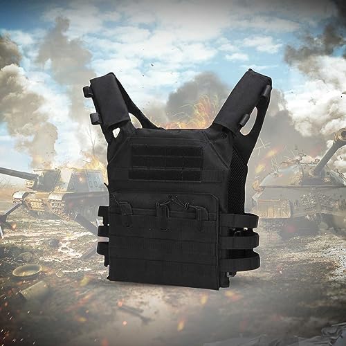 Gilet tactique pour homme et femme – Sac de transport de poitrine léger pour airsoft, gilet de chasse utilitaire pour extérieur, paintball, tir, jeu de guerre | Vêtements d'airsoft, Noir , Taille – vue 2