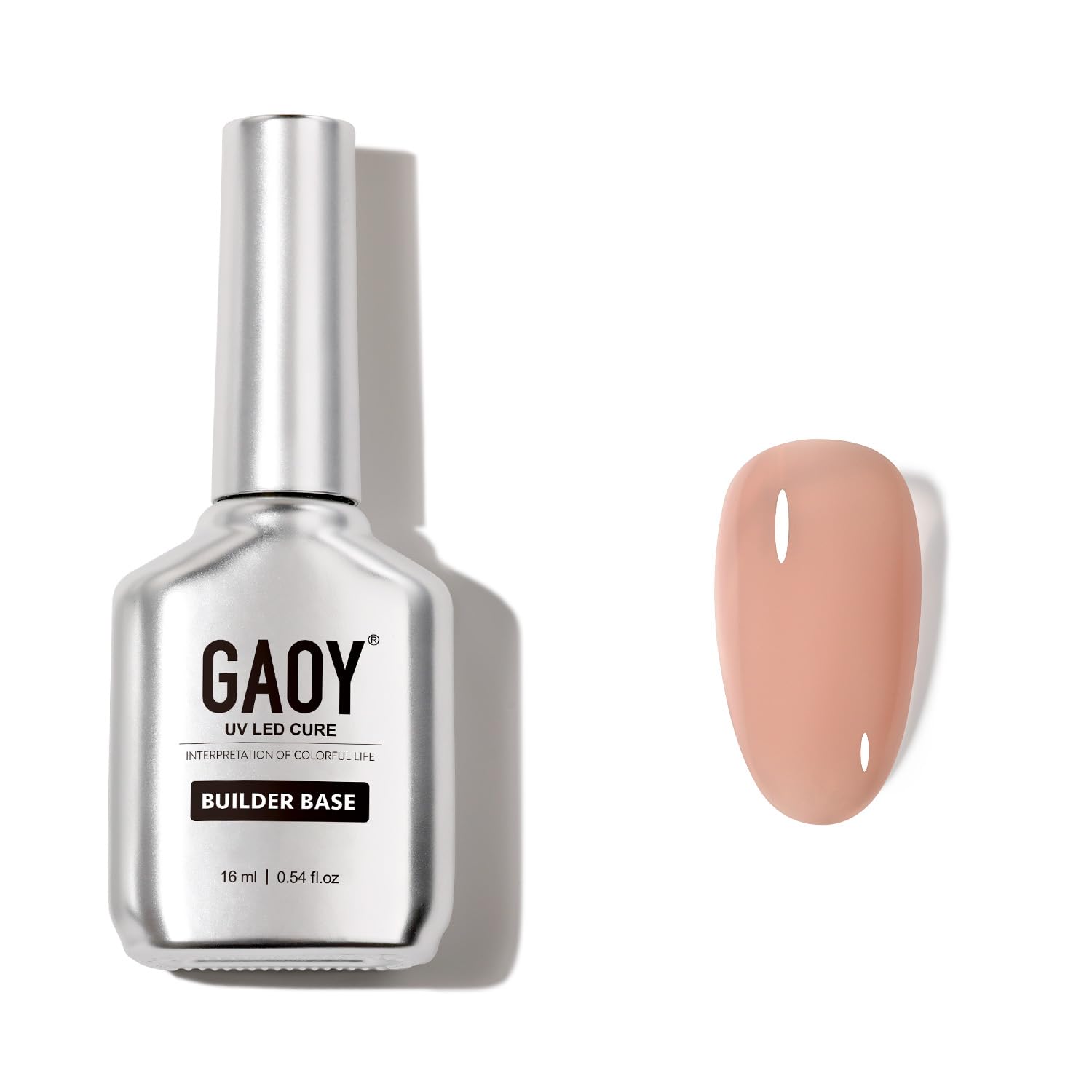 GAOY 16ml Rubber Base Gel, Jelly Builder Base Nail Gel Nude Sheer Pink, 3-in-1 Soak Off Nail Strengthener UV Light Cure, 03 Misty Nude