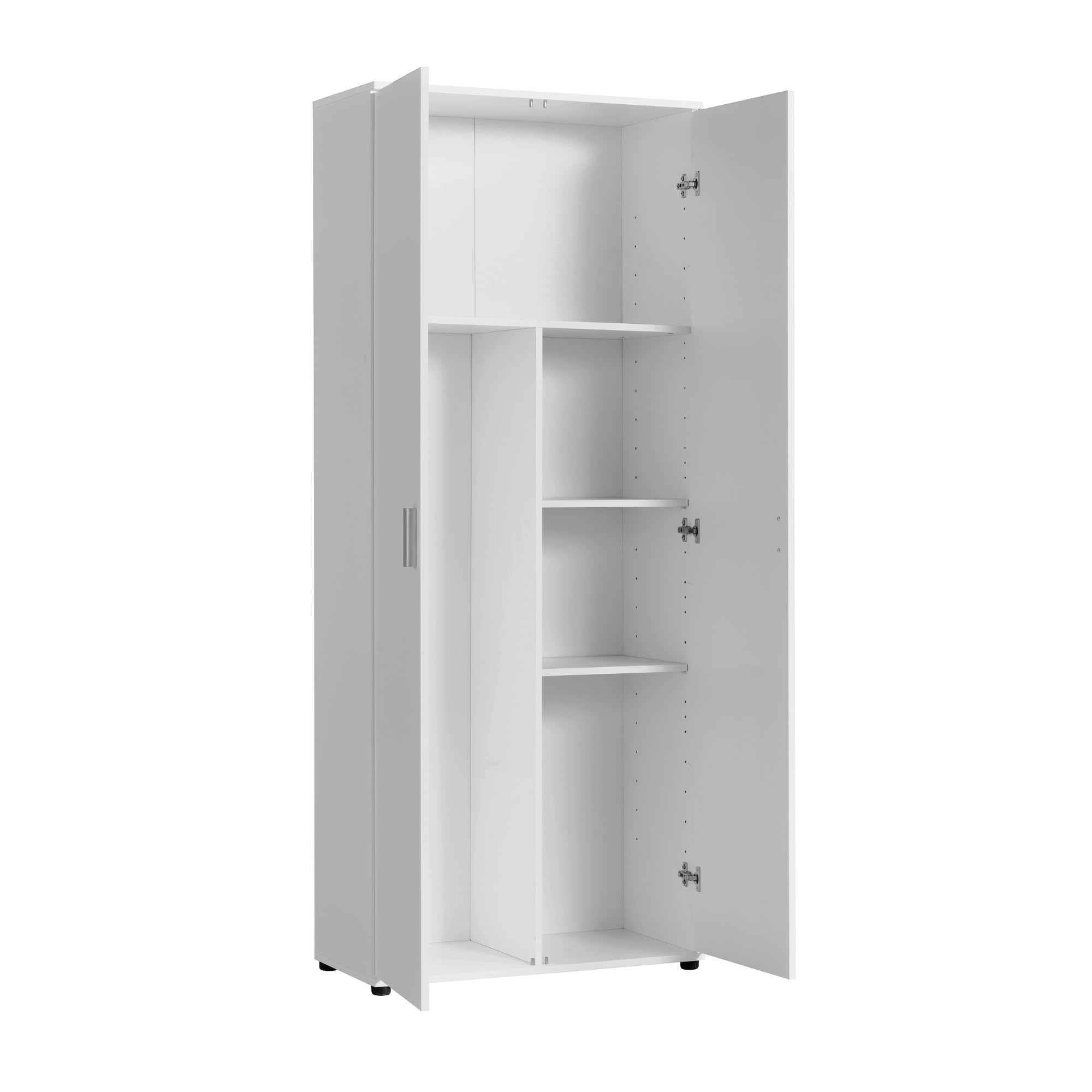Home Collective Haushaltsschrank 75 cm breit mit Fach für Staubsauger, Putzschrank mit Einlegeböden für Reinigungsmittel, Besen & Wischer, für Hauswirtschaft, Flur & Keller, 75x35x184 cm (BxTxH), Weiß