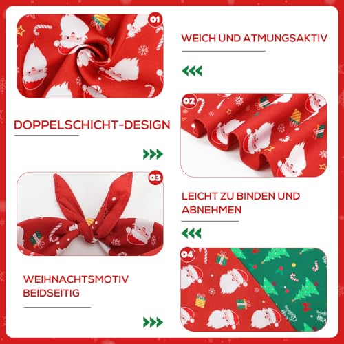 SZEE 2 Stück Hundehalstuch Weihnachten,Hunde Bandana-Festliches Halstuch für Hunde & Katzen mit Santa- und Tannenbaum-Motiv, Weiches Kopftücher Waschbarer Hundehalstücher, Ideale Haustiergeschenk, L