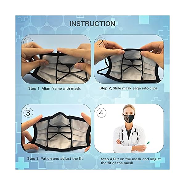 Awolf Face Mask Support Frame Black for Adult Insert Inner Mask Bracket New Upgrade Clip Design Protector Stand Nose Protection Lipstick Reusable Washable 5Pcs 5 Count (Pack of 1)