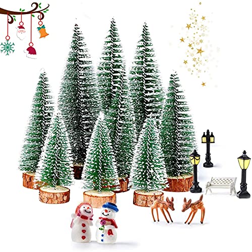 Mini árbol de Navidad, Árbol de Navidad Artificial, 9 Pcs Mini Árbol de Navidad Artificial, Sisal Mini Árboles...