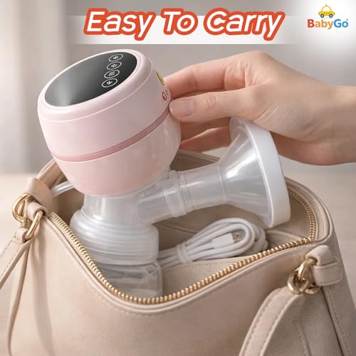 Image of Baby Go Automatic Electric Breast Pump | BPA Free Breast Pump | LED Display | Portable and Lightweight | Soft Silicone Cushion | Rechargeable Battery, (Pack of 1)