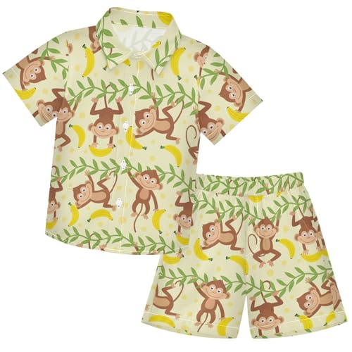 Image of visesunny Boys Hawaiian Shirt and Short Set Summer Outfit Kids 2 Piece Clothes Set 3-10Y