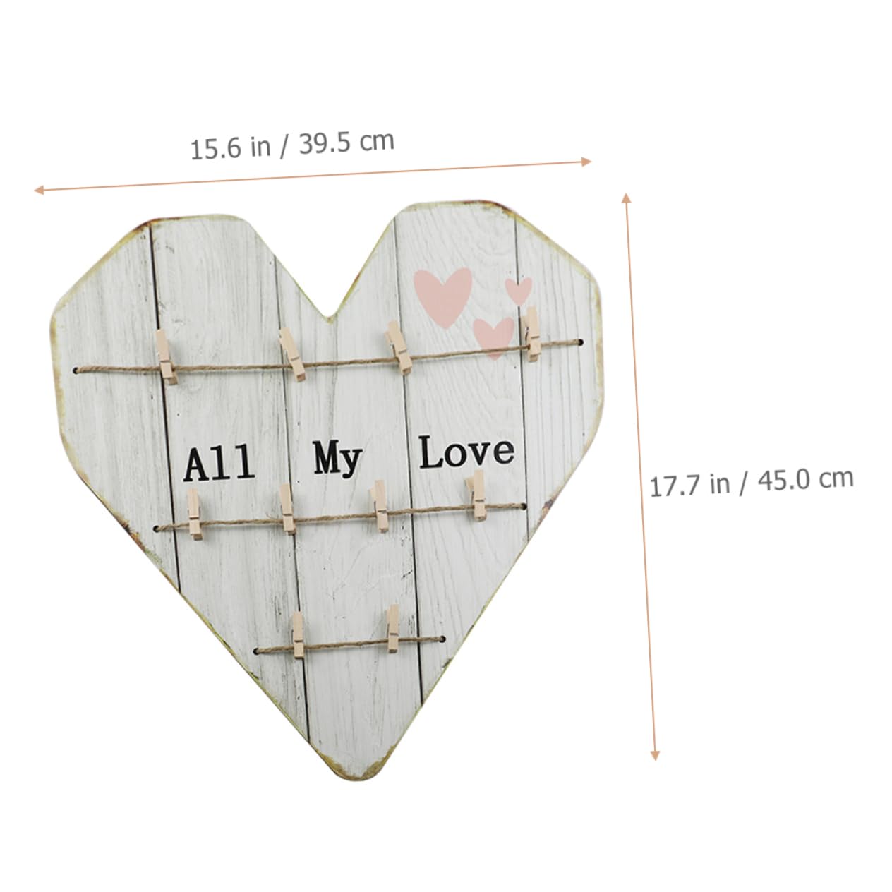 Portafoto a Parete a Cuore in Legno Beige Stile Rustico