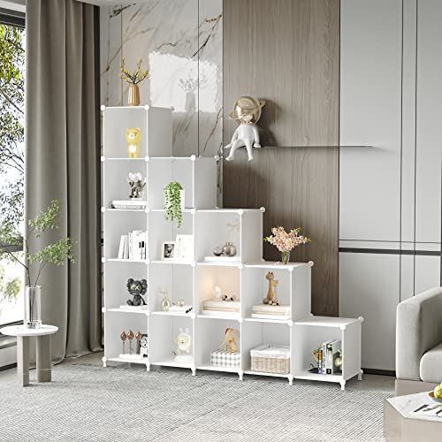 Awtatos Cube Storage Organizer, 16 Cube Closet Organizer, Stackable Storage Cube Shelves, Diy Portable Closet Clothes Organizer Shelving For Bedroom, Closet, Wardrobe, Bathroom, White #TOP3