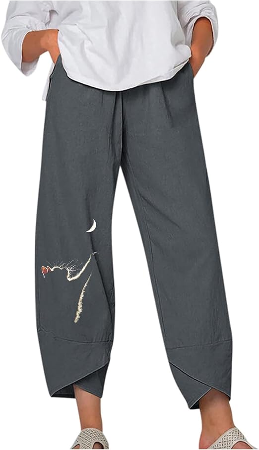 Amazon.com: Pantalones capri para mujer, pantalones anchos de verano,  pantalones casuales de harén cómodos palazzo yoga fitness estampado corto  pantalones chándal, L, Gris-g : Ropa, Zapatos y Joyería