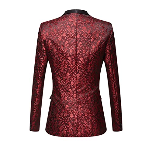 Burgundy Men's Suit Slim Tuxedo Tailored Suit Groom Prom Wedding Suit (Jacket + Black Trousers)3