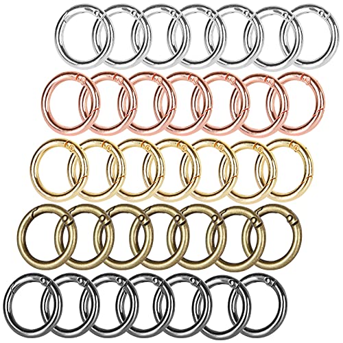 Younthye 50 Pcs Spring O Ring 28Mm Round Spring Snap Hooks Clip 5 Color Round Carabiner Snap Clip Spring Keyring Buckle For Bags, Purses #TOP6