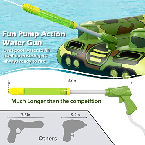 Inflatable Tank Pool Floats Kids - Jasonwell Toddler Pool Floaties Swimming Pool Tank With Water Cannon Gun Swim Floaty Rafts Lake Beach Party Pool Toys For Boys Girls #TOP2