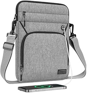 MoKo 9-11 Inch Tablet Sleeve Bag, Fits iPad air 5 10.9" 2022, iPad 9/8/7th Gen 10.2, iPad Air 4 10.9/Air 3 10.5, Tab S8 11", Multifunctional Case with Shoulder Strap and Headphone Port, Light Gray