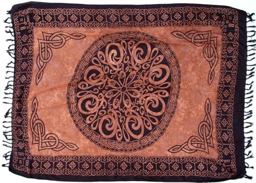 GURU SHOP Bali Sarong, Wandbehang, Wickelrock, Sarongkleid - Celtic Braun, Herren/Damen, 160x110 cm