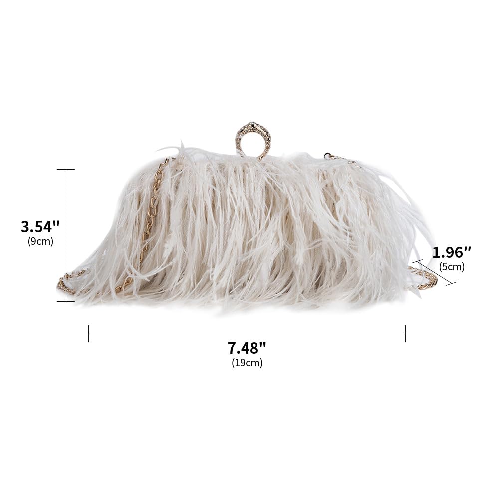 Donne Struzzo Piuma Borsa Tote Bag Crossbody Spalla Soffice Borsa Del Partito Borsa Da Sera per Anniversario di Nozze