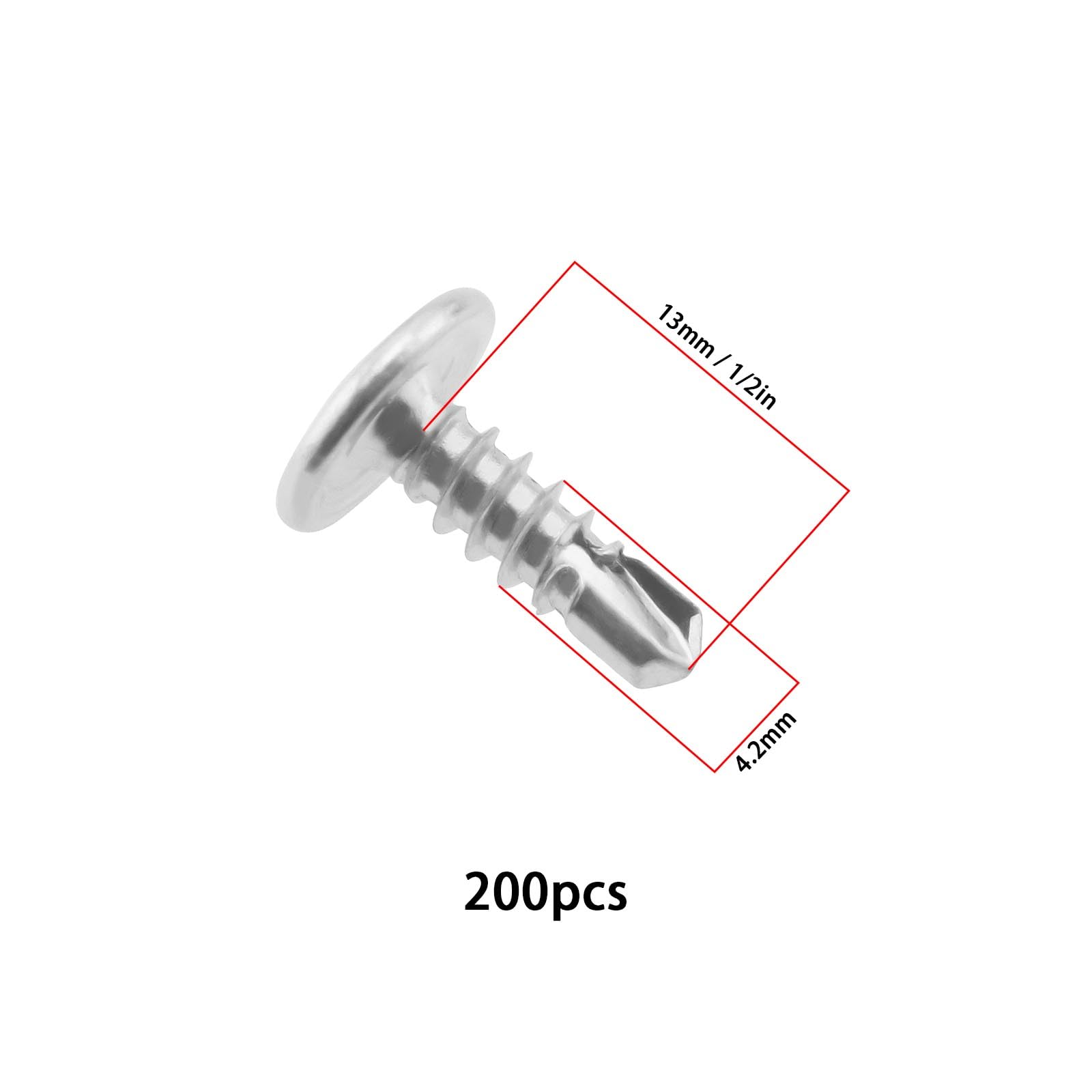 EMSea 200pcs #8 x 1/2 Inch Self Drilling Screws 4.2x13mm Truss Head Screws Pan Head Screws Zinc Plated Steel Screws for Sheet Metal Pasterboard Wood - Image 4