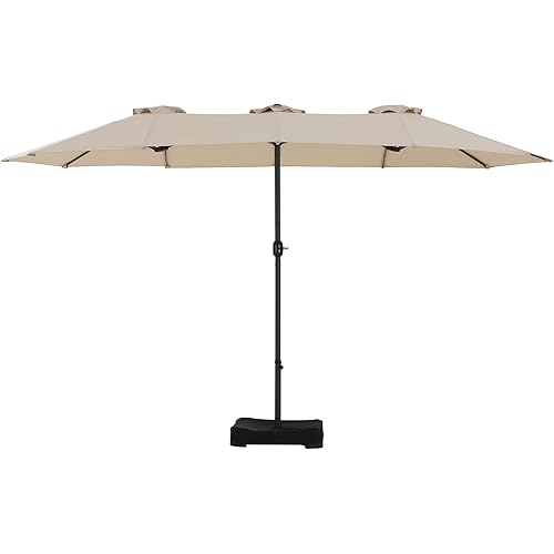 Sunjoy Triple Canopy Umbrella, Beige, with Base