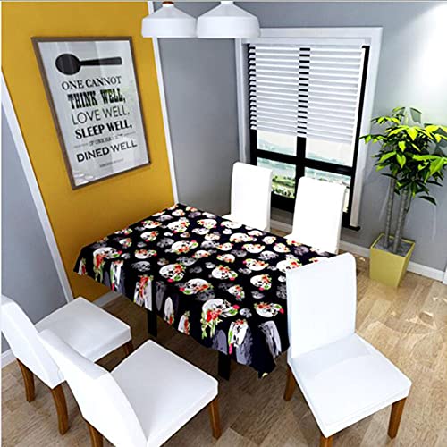 5st Halloween Stoel Tafel Cover, Schedel Rose Gedrukt Stretch Stoel Cover, Stofdicht Rechthoek Tafelkleed Meubels… - Afbeelding 4