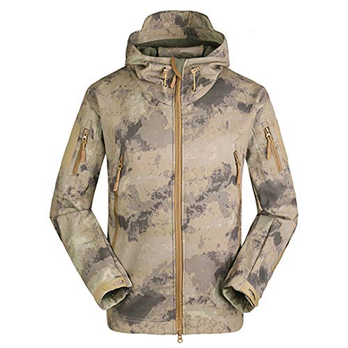 Suenkds Tactical Jackets Men Camouflage Soft Shell Waterproof Hooded Military Jacket Yellow Camouflage S