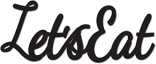 CREATCABIN Letrero de madera con texto en inglés "Let's Eat", letras colgantes sin terminar, corte láser, letras colgantes sin terminar, arte