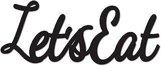 CREATCABIN Let's Eat Wall Decor Wood Sign Black Script Word Cutout Laser Cut Unfinished Hanging Letters Decorative DIY Wall Art for Kitchen Home Dining Room Cafe Restaurant Decoration 11.8 x 4.72 Inch