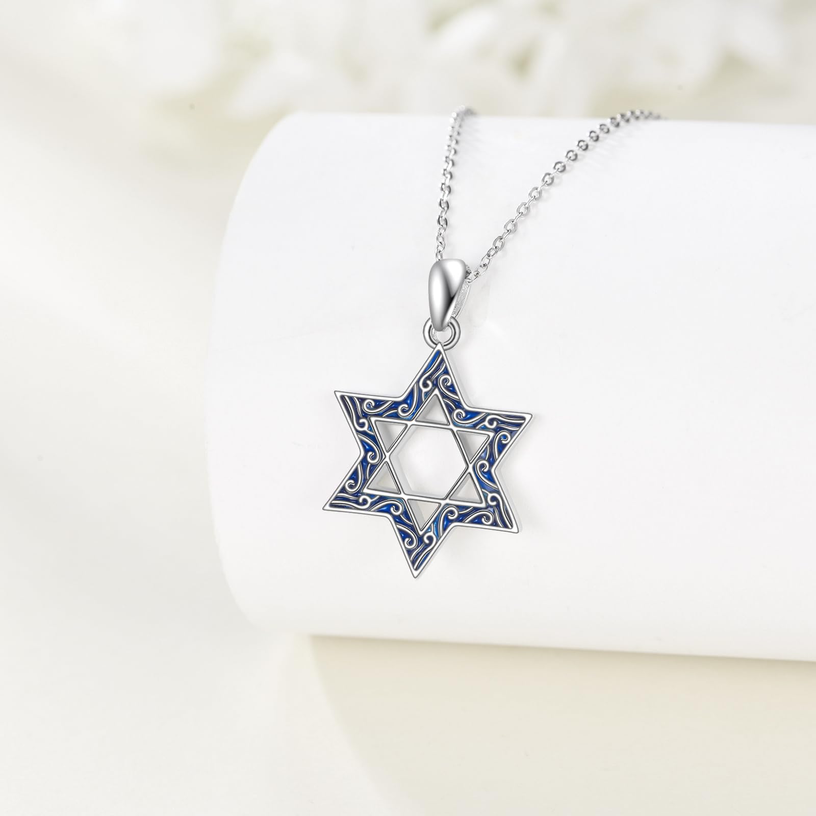 POPLYKE Collana con ciondolo a forma di stella di David, in argento sterling 925, con ciondolo ebreo israeliano, per uomini e donne