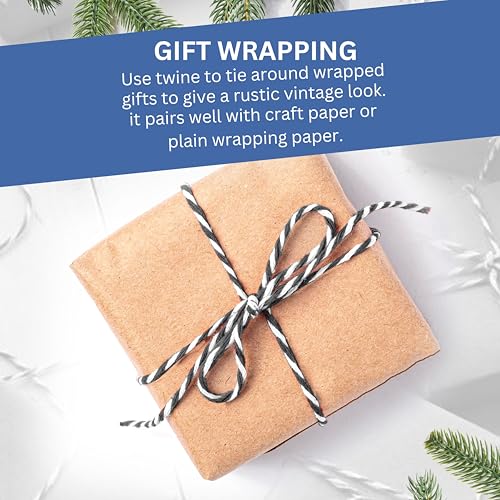 Image of LITO LINEN AND TOWEL 100% Cotton Twine Macrame Thread | Natural Cotton String for Cooking, Baking, Wrapping, Crafts, DIY Garden Decor & Gift Packaging (Black & White, 12PLY- 200 FEET- Pack of 1)